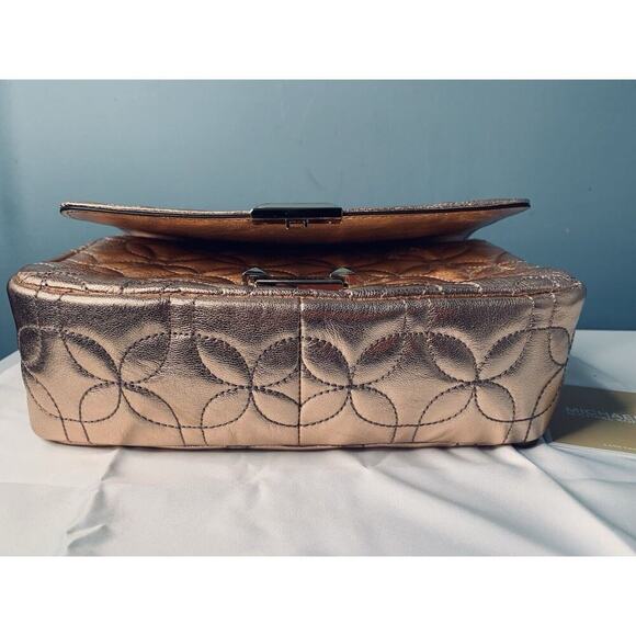 New Michael Kors Sloan Gold Chain Quilted Leather Shoulder Bag Rose Gold Shiny - Picture 7 of 16